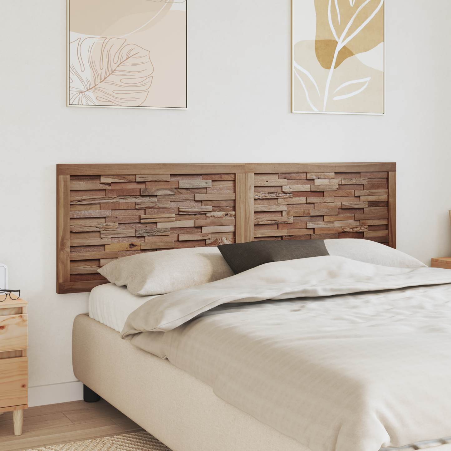 Bed Headboard Natural Solid Teak Wood