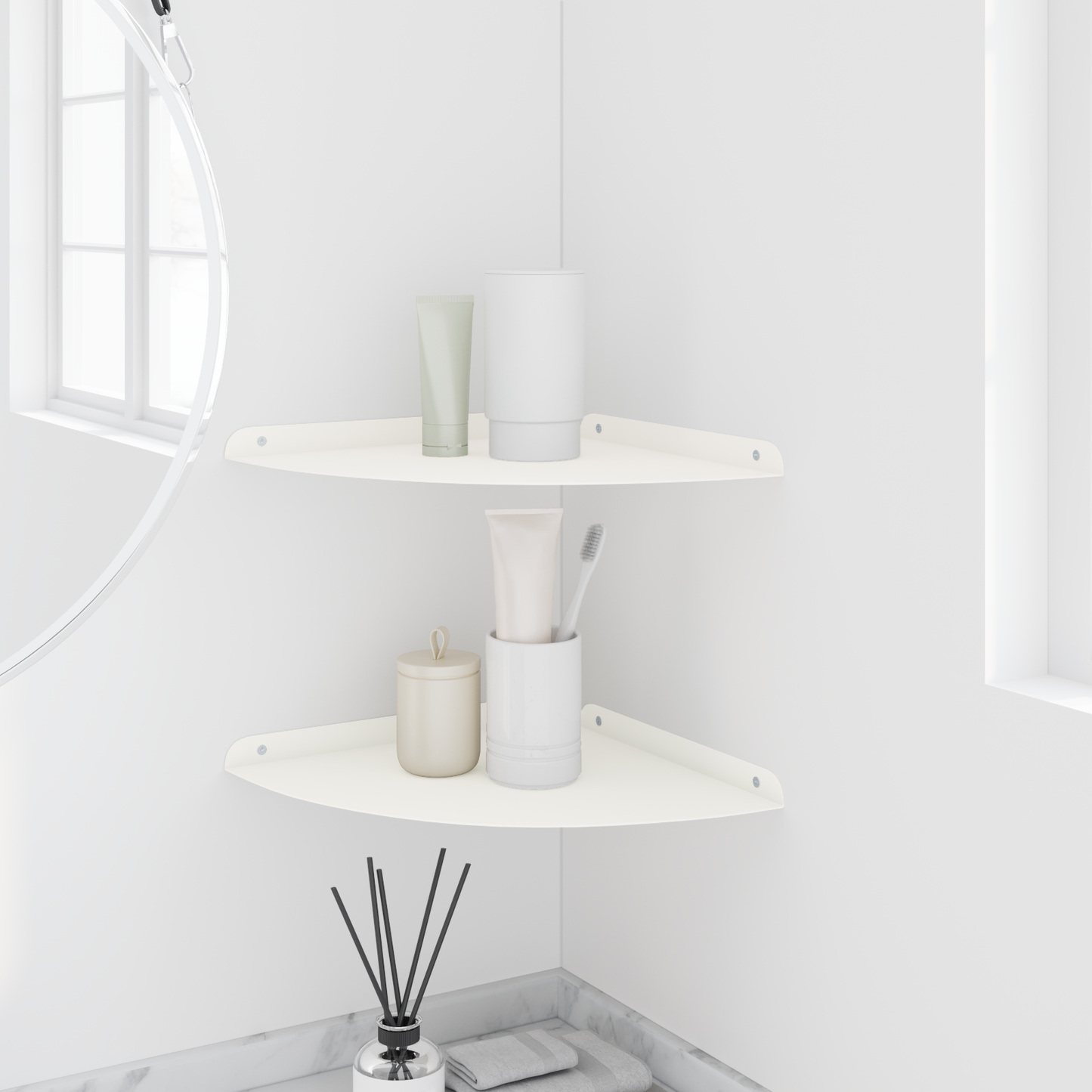 Floating Shelf with Shelf 2 pcs White 30 x 30 x 2 cm