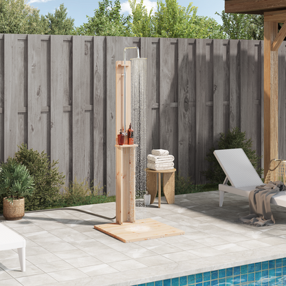 Outdoor Shower 206 cm Solid Pine Wood and Stainless Steel