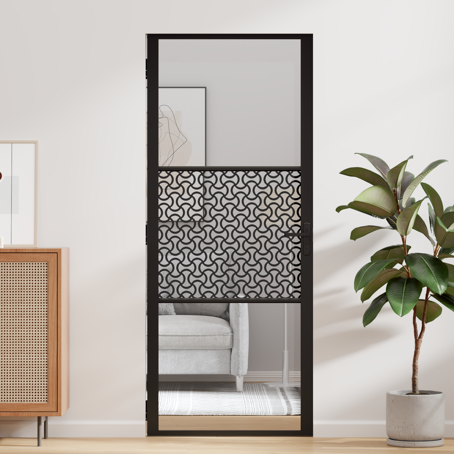 Glass Door Fretwork Black 83 x 3.5 x 201.5 cm Aluminium