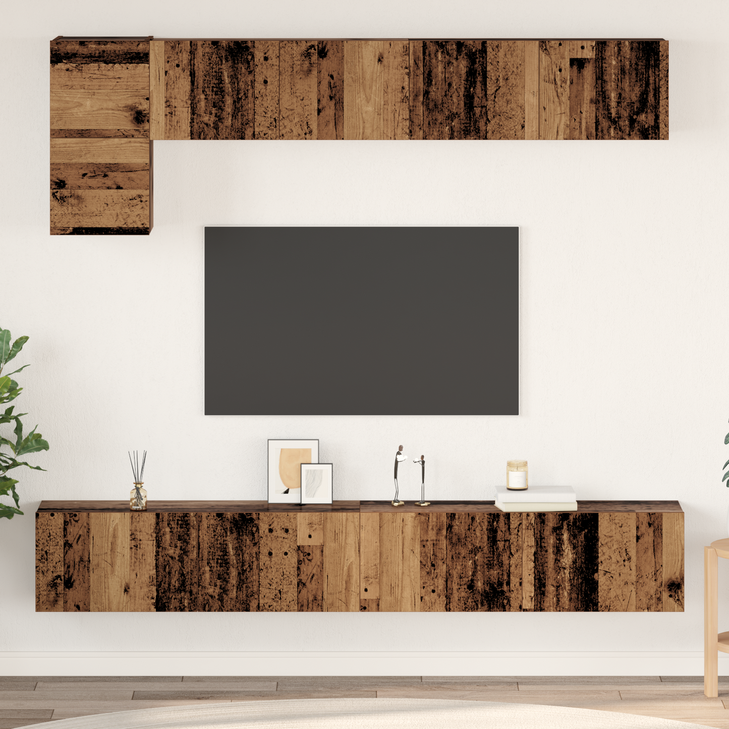 TV Cabinet Set Wall-mounted 5 pcs Old Wood Engineered Wood
