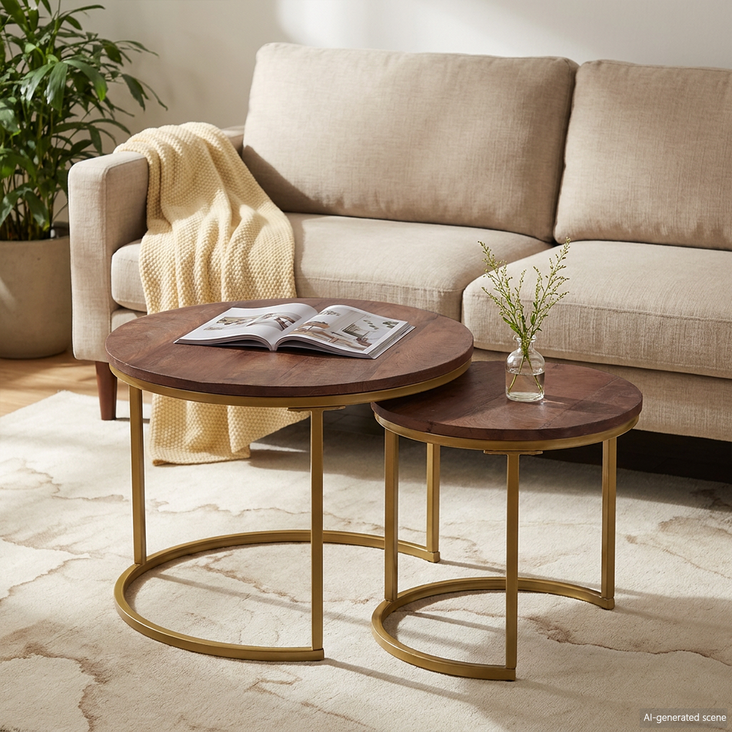 Nesting Coffee Tables 2 pcs Solid Mango Wood and Steel