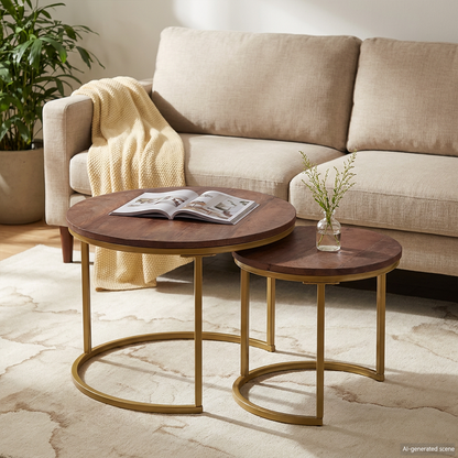 Nesting Coffee Tables 2 pcs Solid Mango Wood and Steel