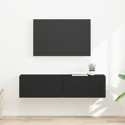 TV Wall Cabinet 2 pcs Black 60 x 31 x 29.5 cm Engineered Wood
