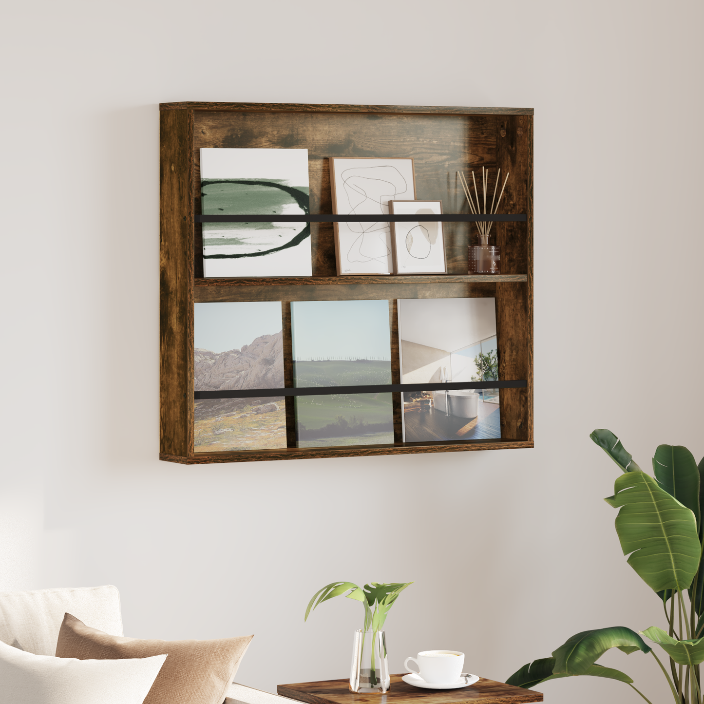 Magazine Rack Smoked Oak 80 x 12 x 70 cm Engineered Wood