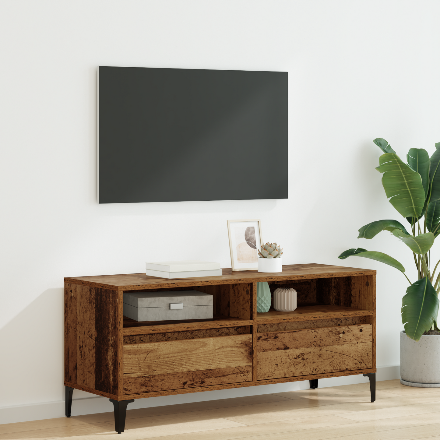 TV Cabinet with Drawer Old Wood 100 x 34.5 x 44.5 cm