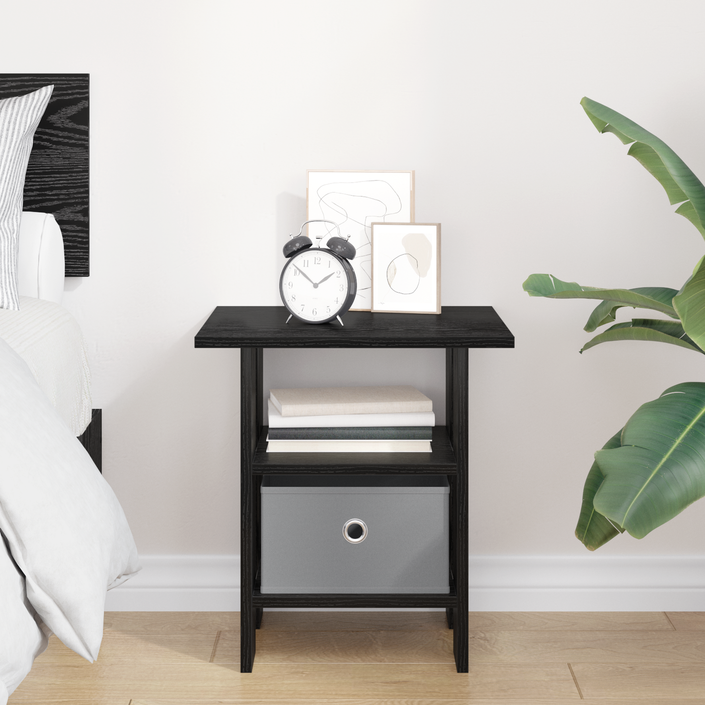 Bedside Table Black Oak 41 x 40 x 45 cm Engineered Wood