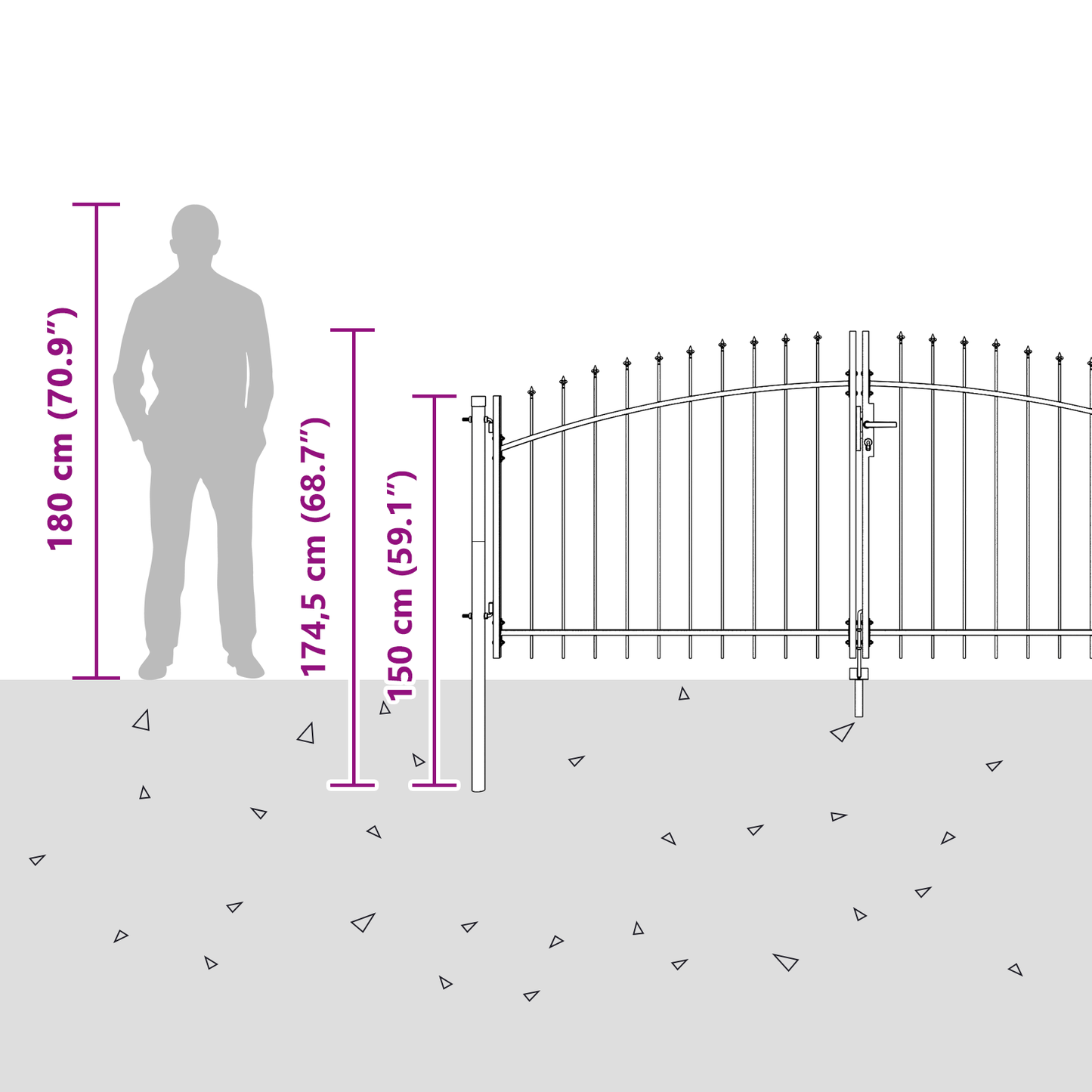 Double Gate with Lock Woerden Grey 299.5 x 174.5 cm Steel