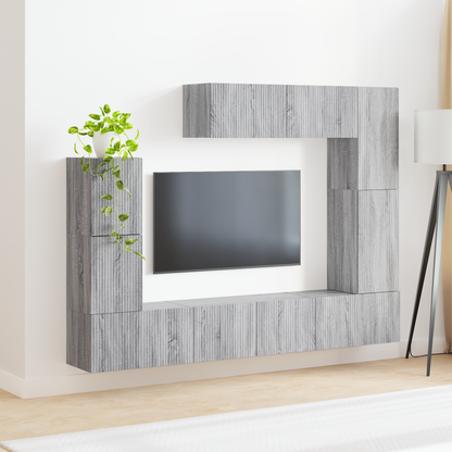 TV Cabinet Set Wall-mounted 5 pcs Grey Sonoma Engineered Wood