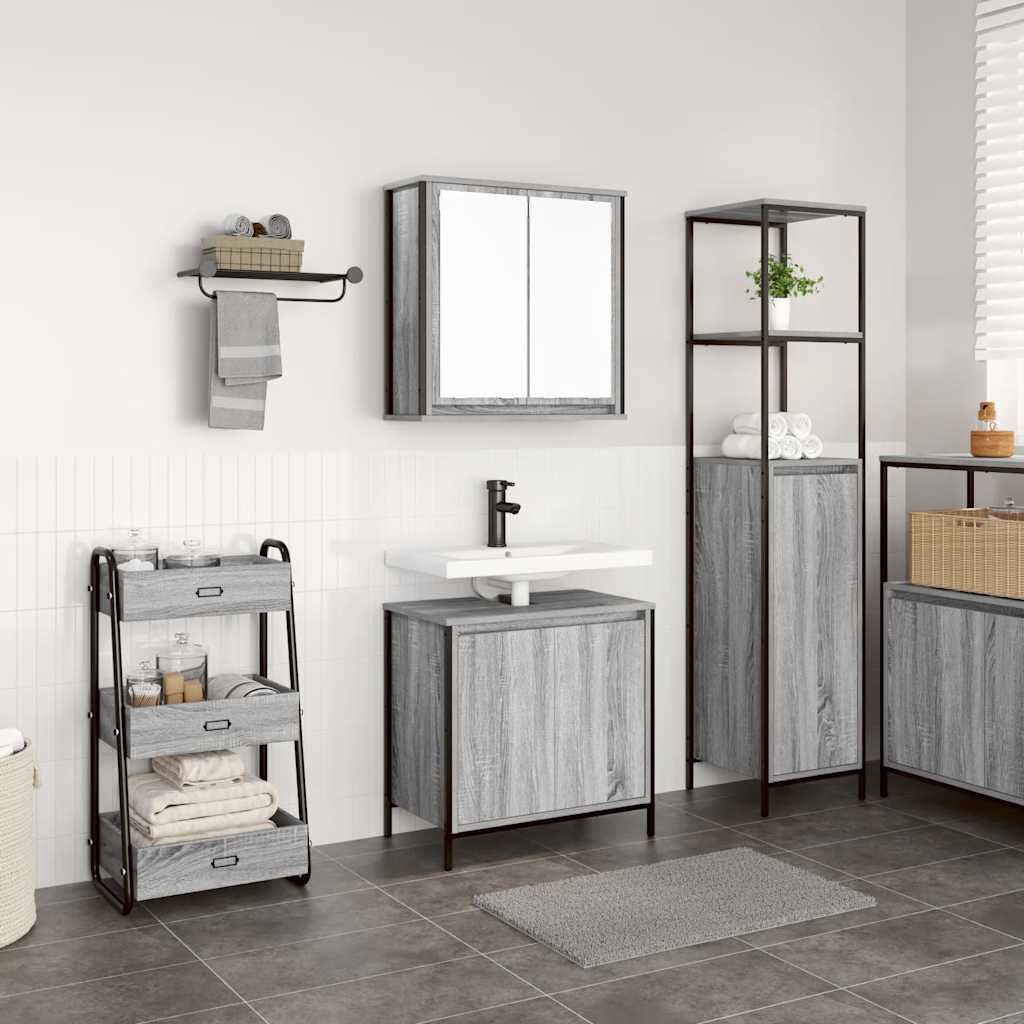 2 Piece Bathroom Furniture Set Grey Sonoma Engineered Wood