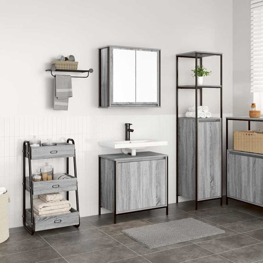 2 Piece Bathroom Furniture Set Grey Sonoma Engineered Wood