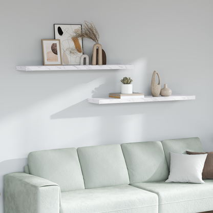 Wall Shelf 2 pcs White Marble 120 x 23.5 x 4 cm Engineered Wood