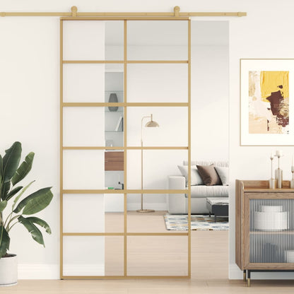 Sliding Door Gold 102,5x205 cm Clear ESG Glass and Aluminium