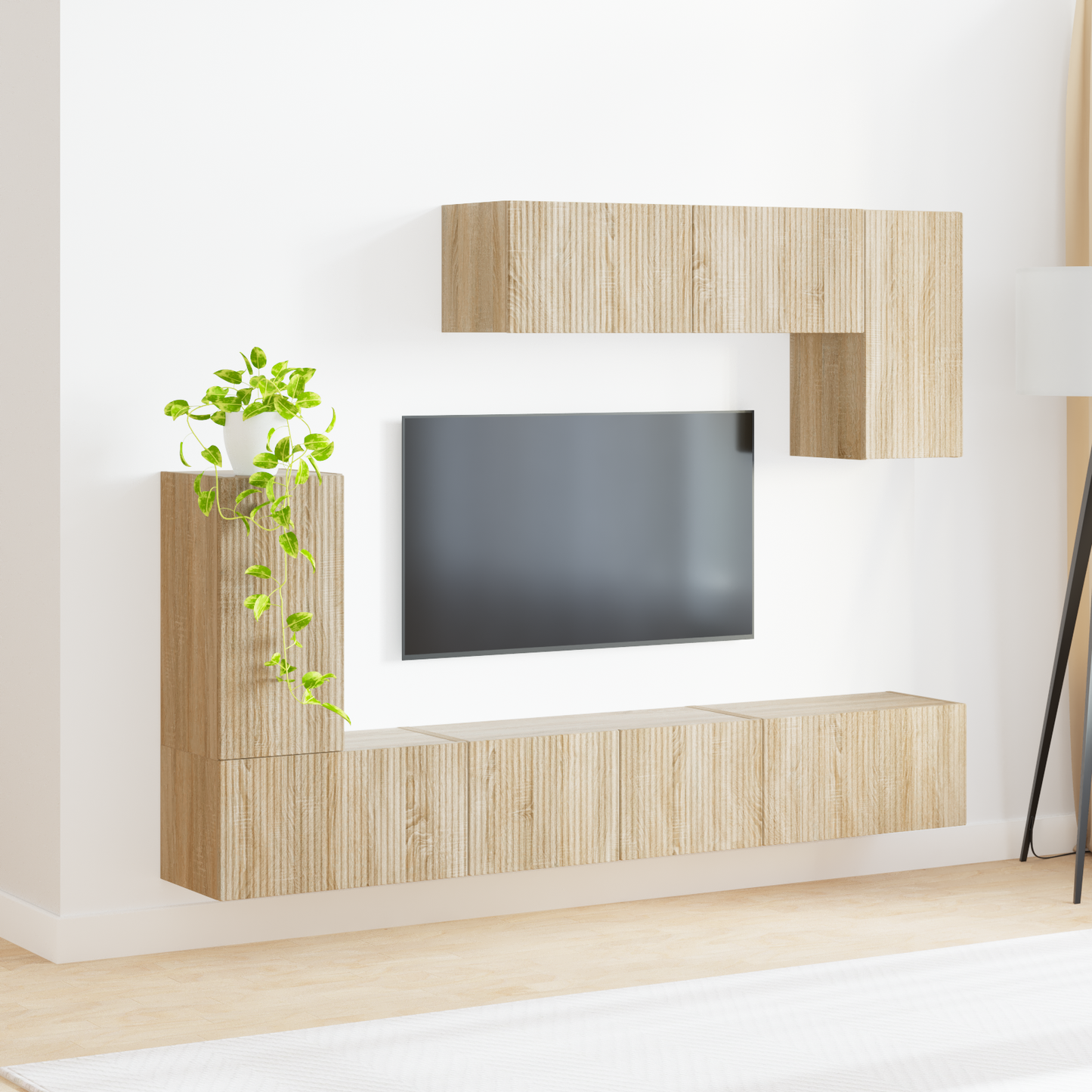 TV Cabinet Set Wall-mounted 4 pcs Sonoma Oak Engineered Wood