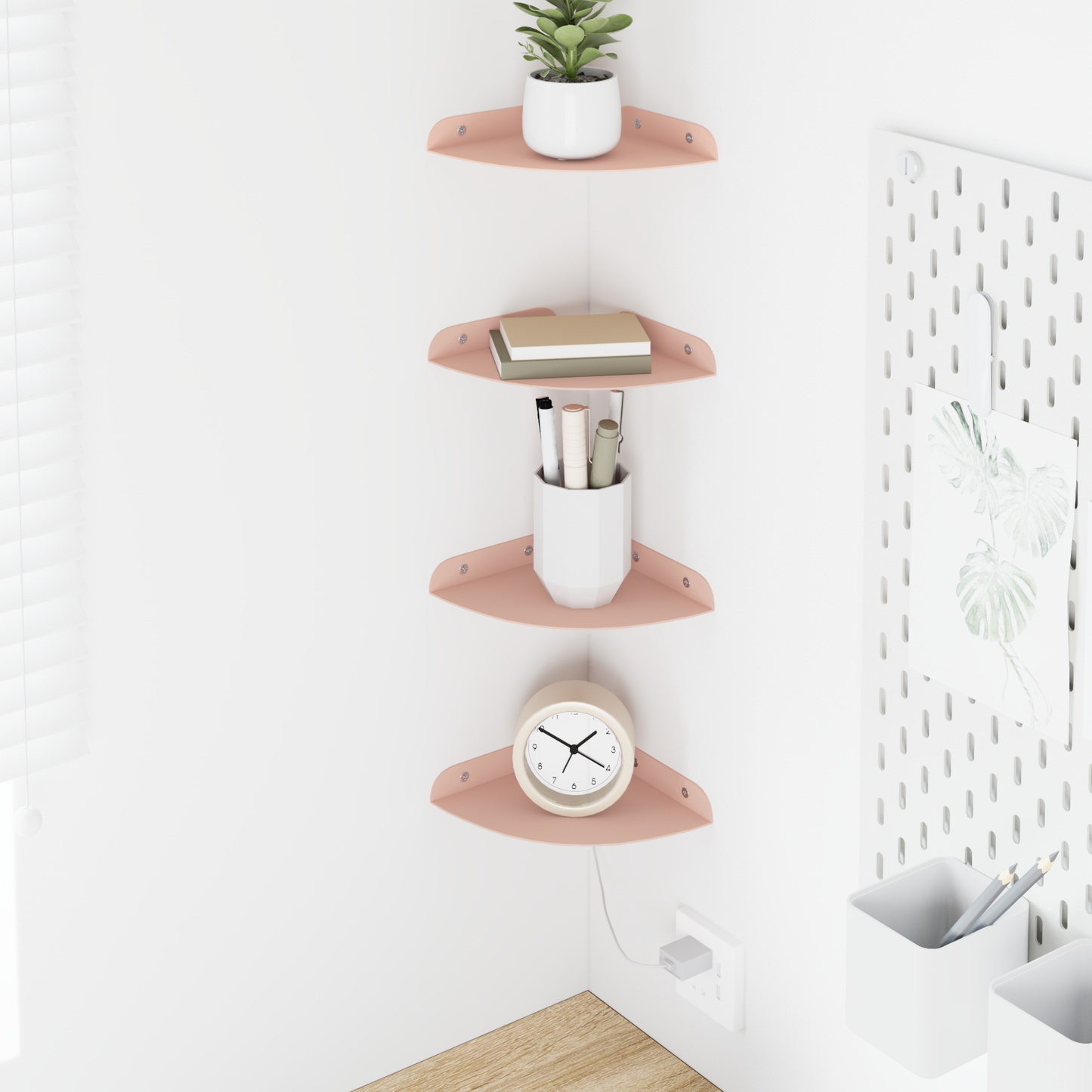 Floating Shelf with Shelf 4 pcs Pink 15 x 15 x 2 cm
