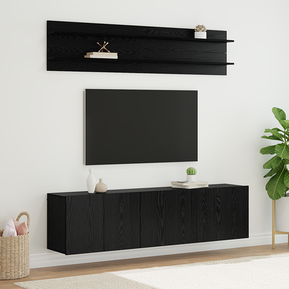 TV Units Wall-mounted 6 pcs Black oak Engineered wood