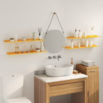 Floating Shelf 4 pcs Mustard Yellow 80 x 18 x 2.5 cm Steel
