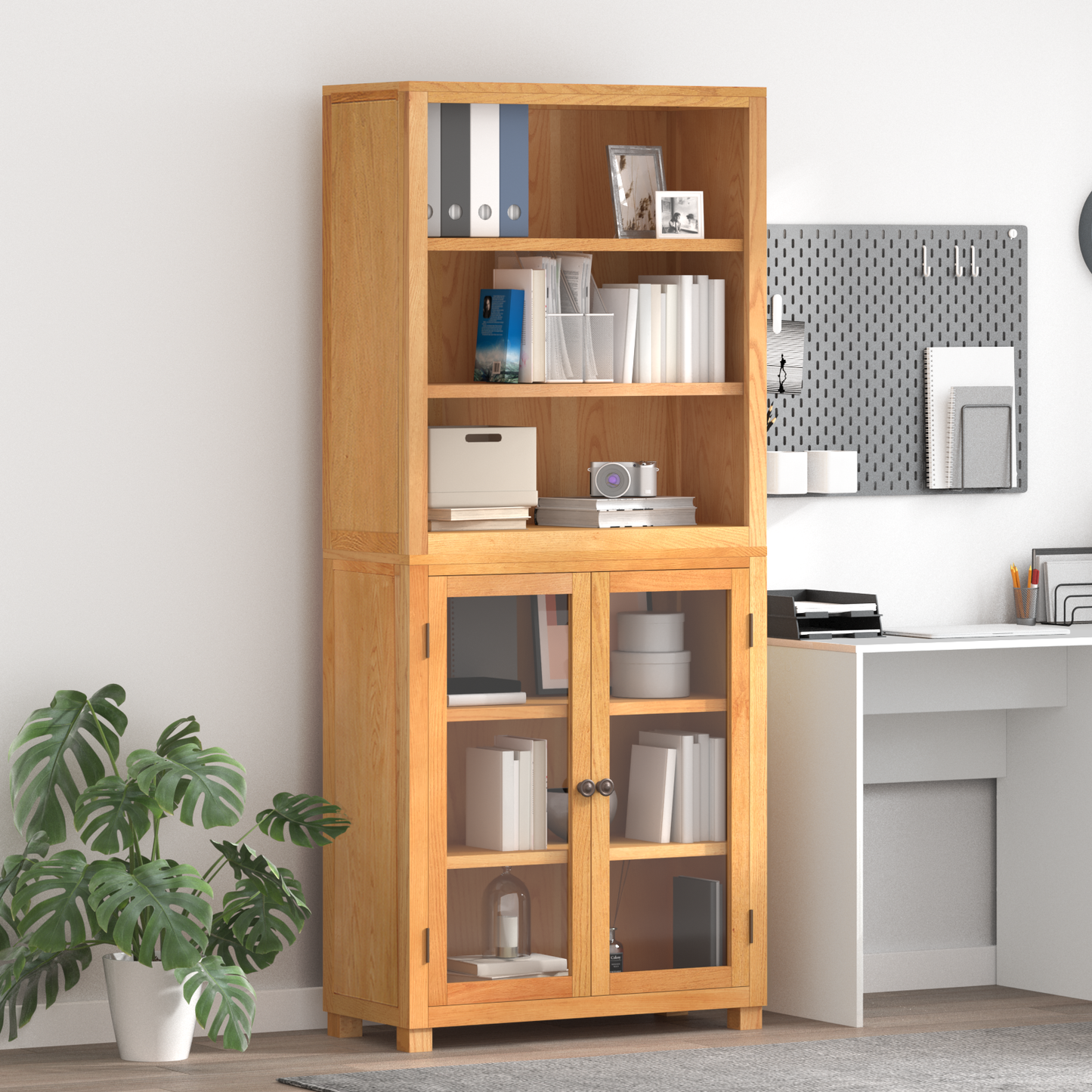 Storage Furniture Set with Shelf 2 pcs Natural 80 x 35 x 185 cm
