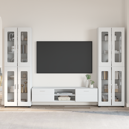 TV Cabinet Set FLORIN 3 pcs High Gloss White Engineered Wood