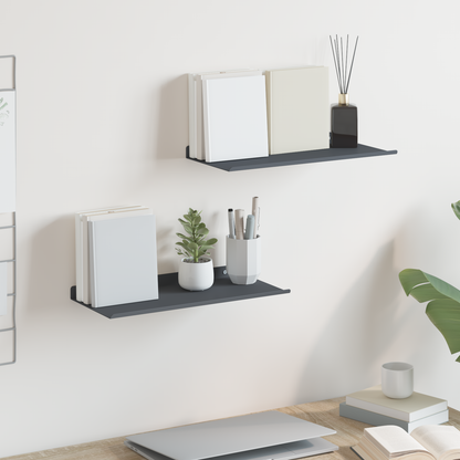 Floating Shelf 2 pcs Anthracite 40 x 18 x 2.5 cm Steel