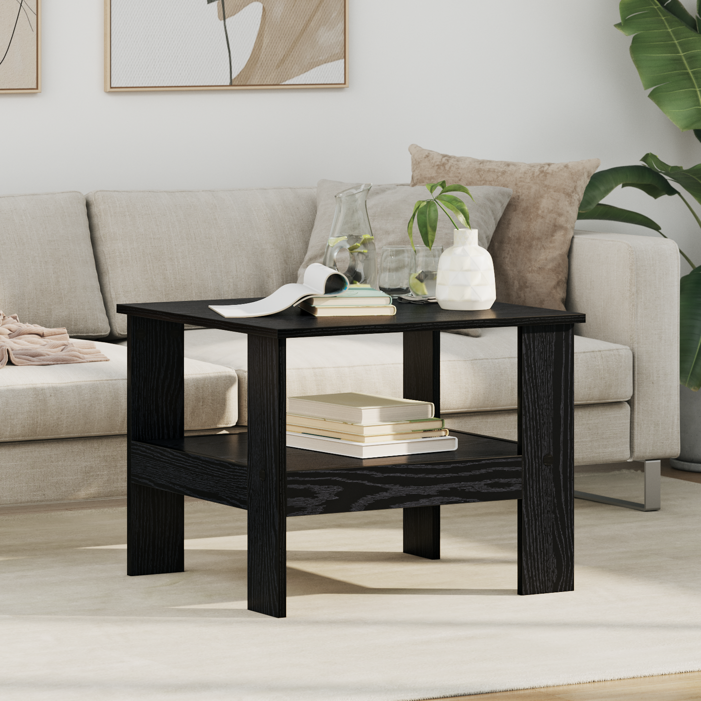 Coffee Table Black Oak 57 x 55 x 45 cm Engineered Wood