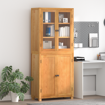 Storage Furniture Set with Shelf 2 pcs Natural Solid Oak Wood