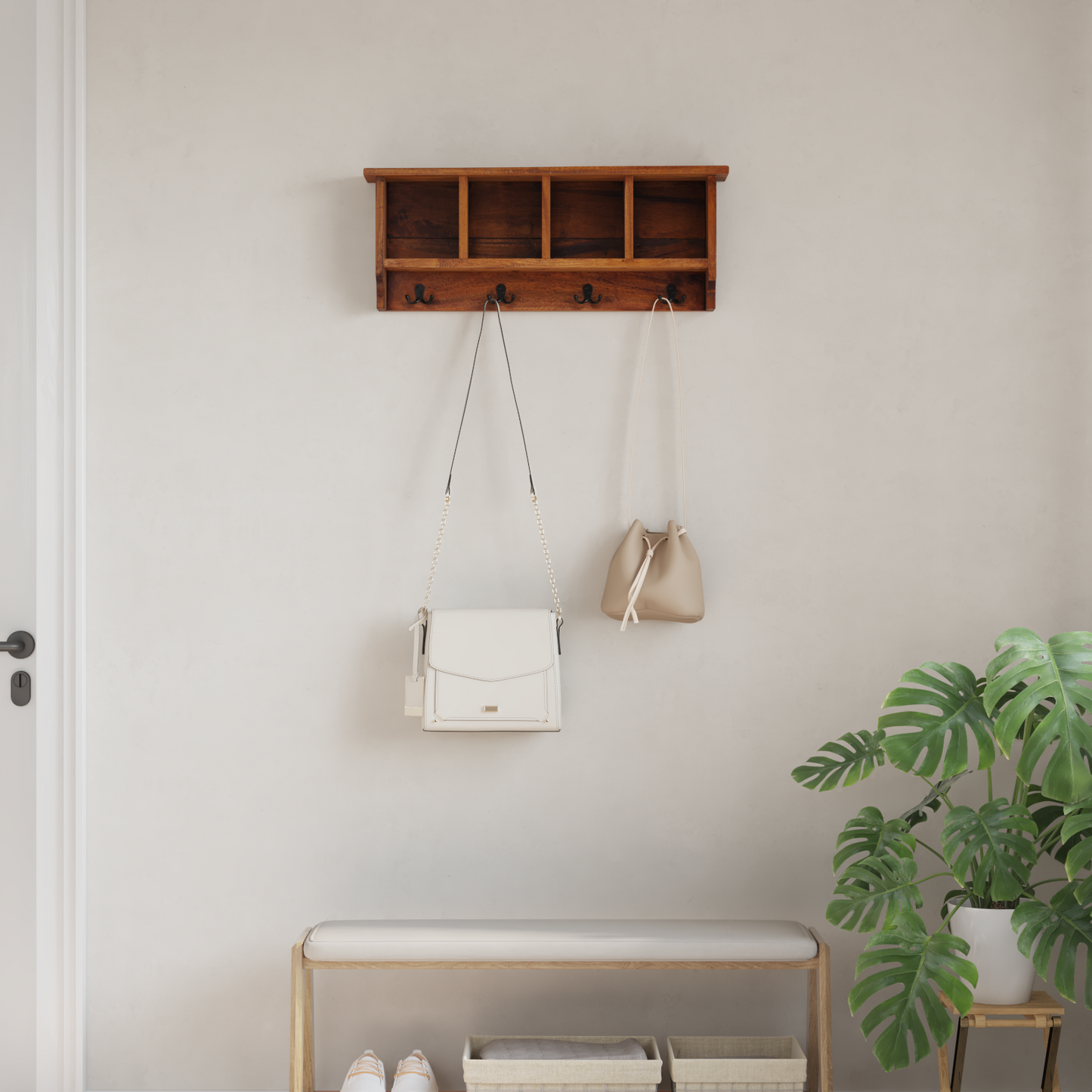 Hanger Brown 70 x 11 x 27 cm Solid Mahogany Wood