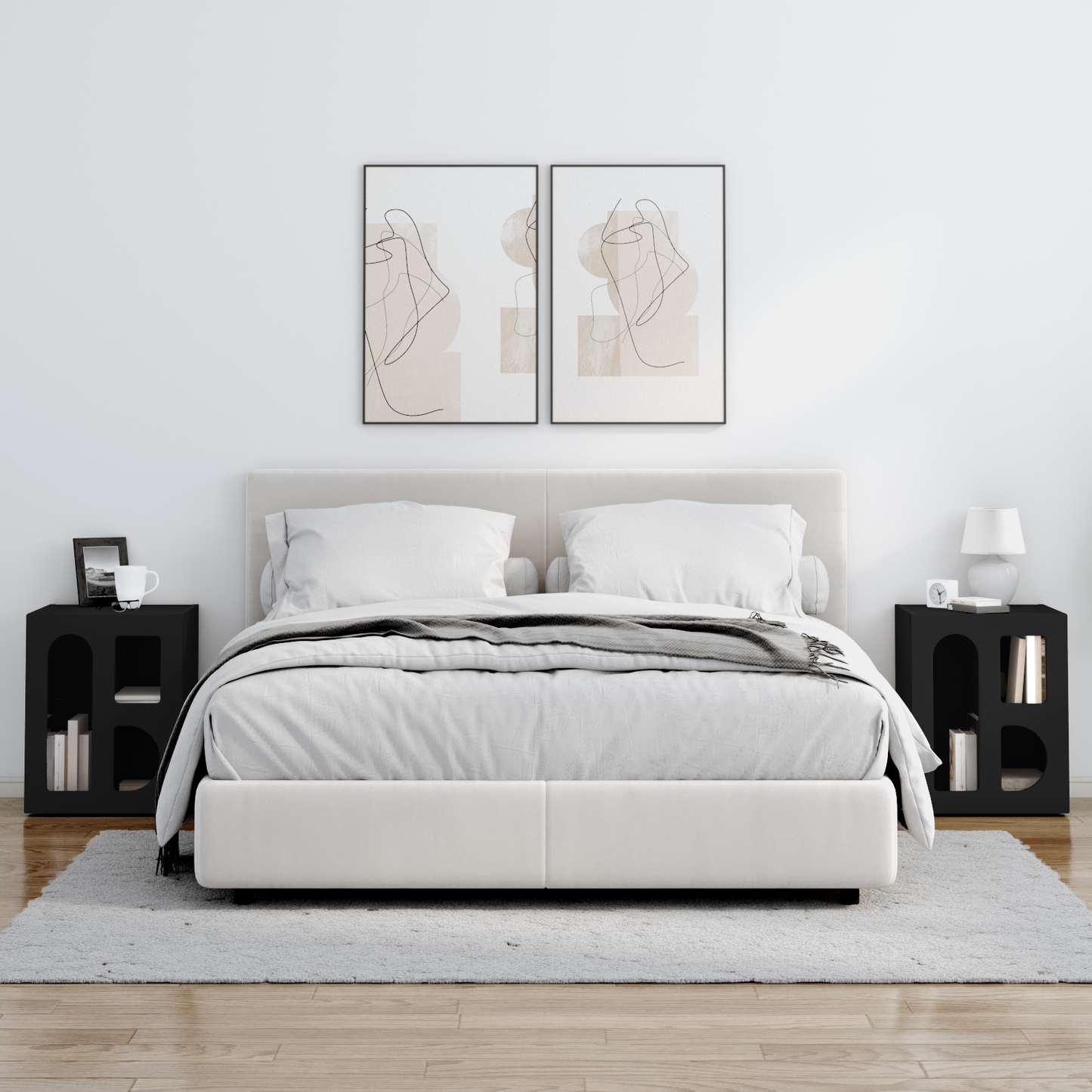Bedside Table ELST 2 pcs Black 40 x 35 x 50 cm Engineered Wood