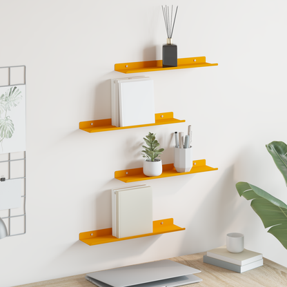 Floating Shelf 4 pcs Mustard Yellow 40 x 8.5 x 2.5 cm Steel