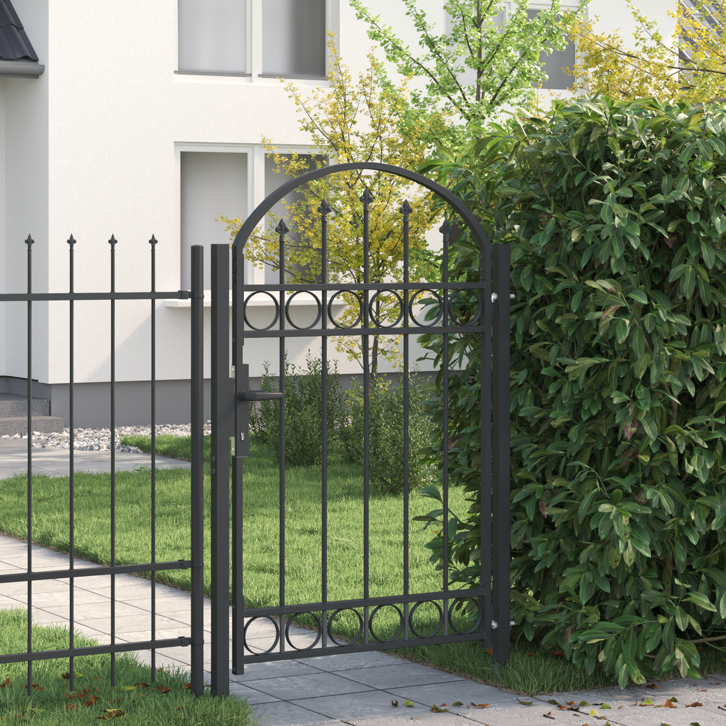 Fence Gate ASSEN 100 x 150 cm Powder-Coated Steel Grey Lockable