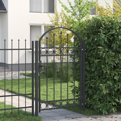 Fence Gate ASSEN 100 x 150 cm Powder-Coated Steel Grey Lockable