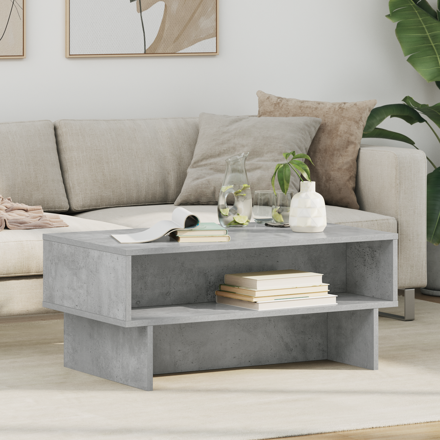 Coffee Table Concrete Grey 80 x 46 x 35 cm Engineered Wood