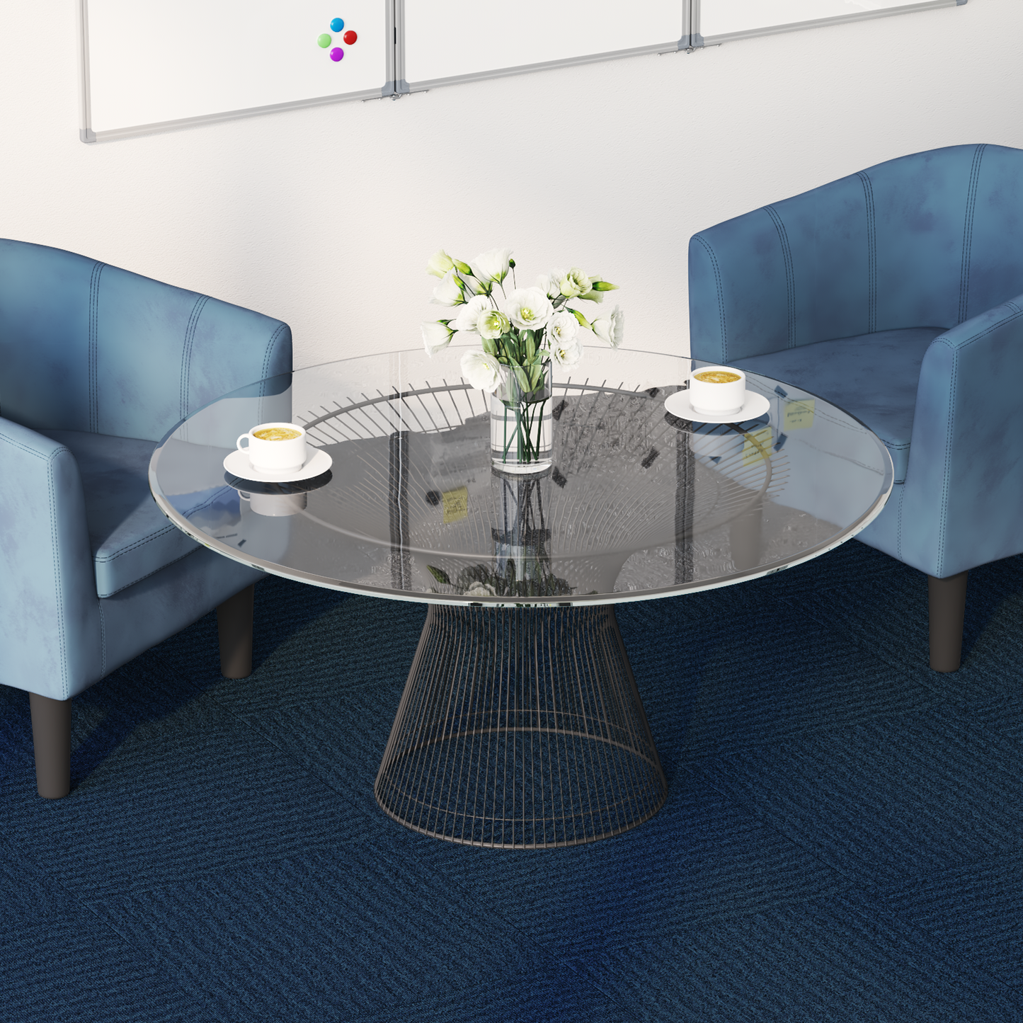 Carpet Tile Blue 50 x 50 cm 4 pcs PP and Bitumen