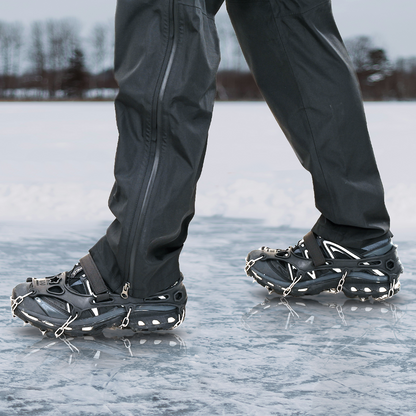 Ice Cleats for Shoes Black L Stainless Steel