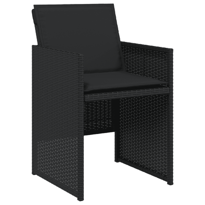 11 Piece Garden Dining Set with Cushions Black Poly Rattan