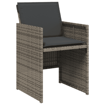5 Piece Garden Dining Set with Cushions Grey Poly Rattan