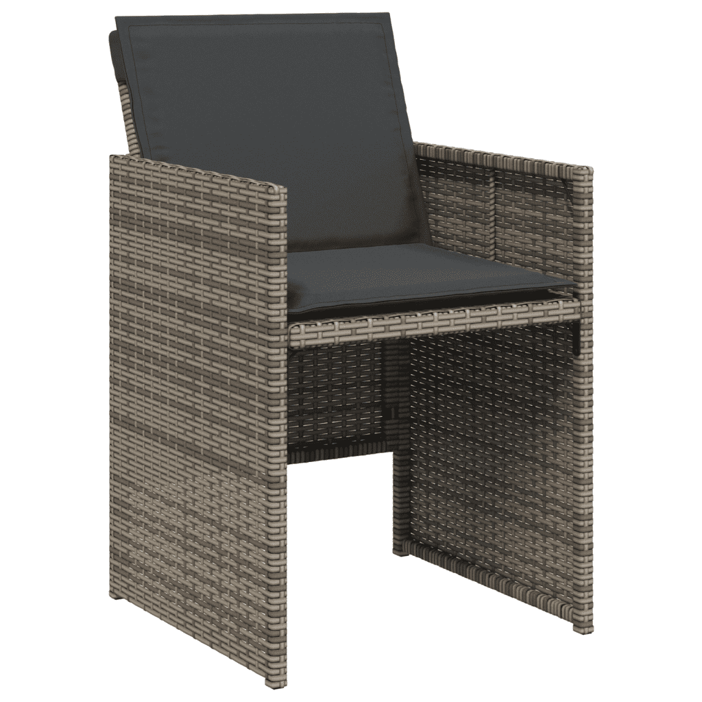 7 Piece Garden Dining Set with Cushions Grey Poly Rattan