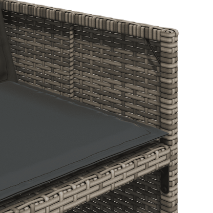 11 Piece Garden Dining Set with Cushions Grey Poly Rattan