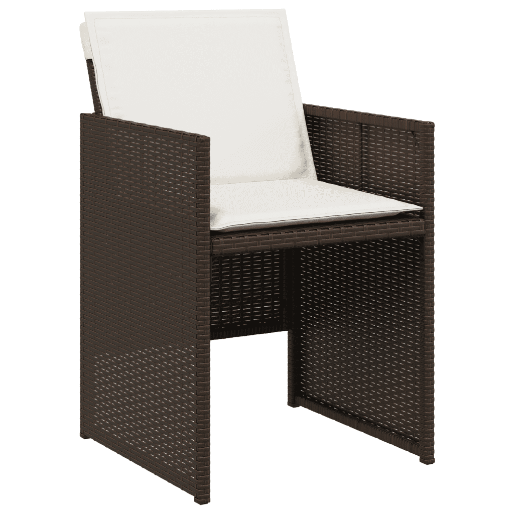 13 Piece Garden Dining Set with Cushions Brown Poly Rattan