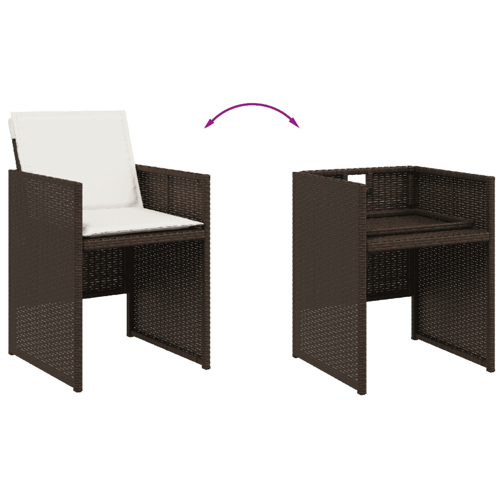 13 Piece Garden Dining Set with Cushions Brown Poly Rattan