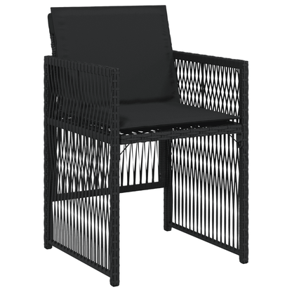 9 Piece Garden Dining Set with Cushions Black Poly Rattan