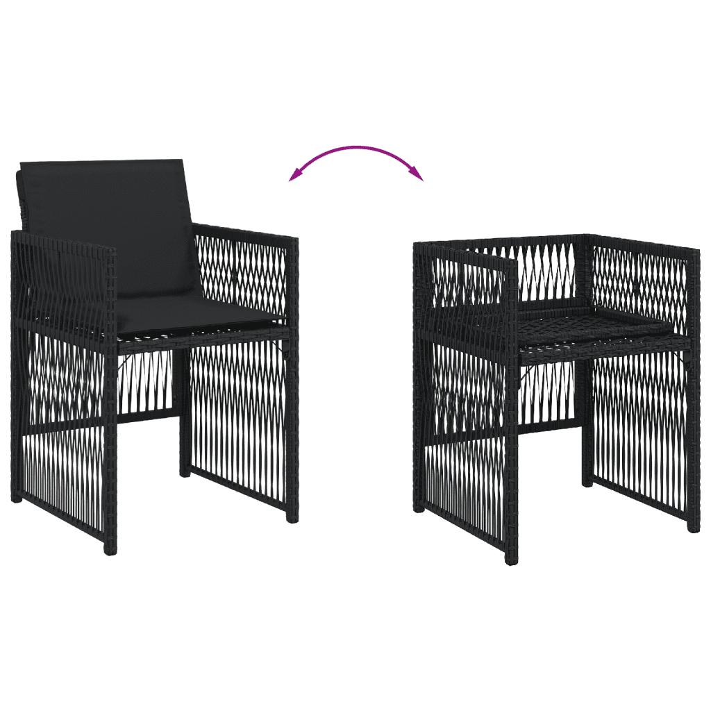 13 Piece Garden Dining Set with Cushions Black Poly Rattan