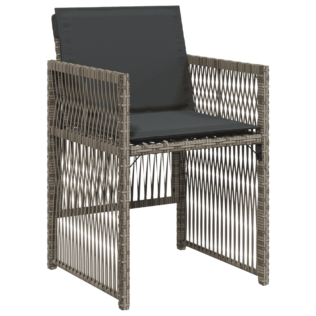 13 Piece Garden Dining Set with Cushions Grey Poly Rattan