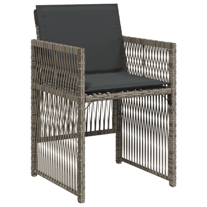 9 Piece Garden Dining Set with Cushions Grey Poly Rattan