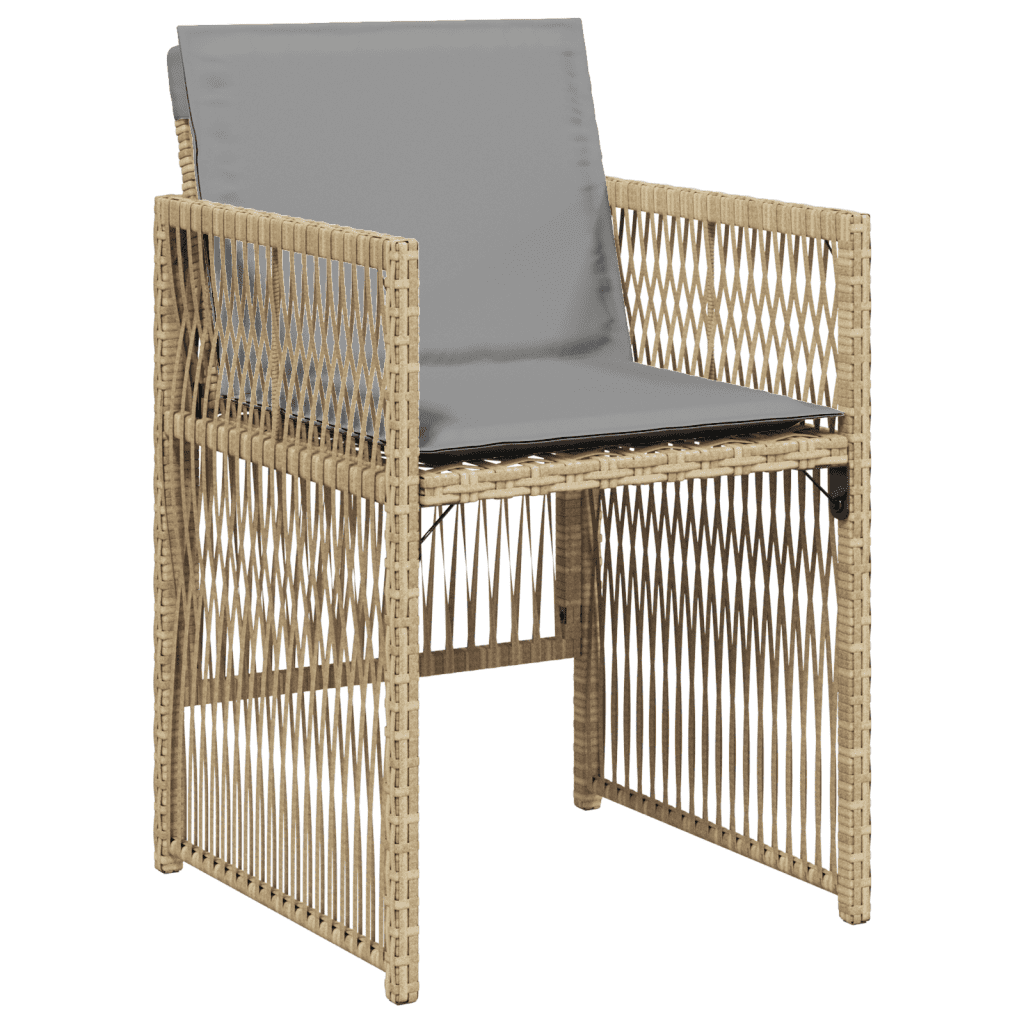 11 Piece Garden Dining Set with Cushions Mix Beige Poly Rattan