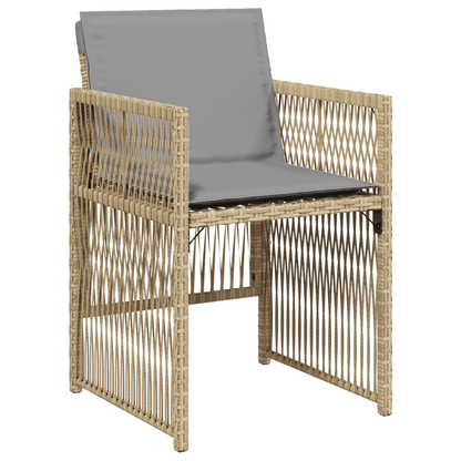 15 Piece Garden Dining Set with Cushions Mix Beige Poly Rattan