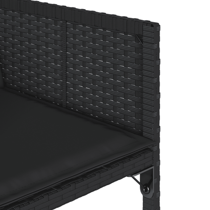 9 Piece Garden Dining Set with Cushions Black Poly Rattan