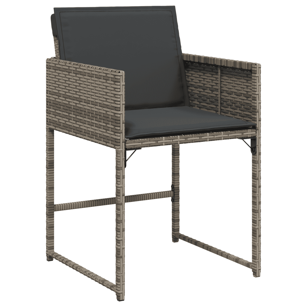 17 Piece Garden Dining Set with Cushions Grey Poly Rattan