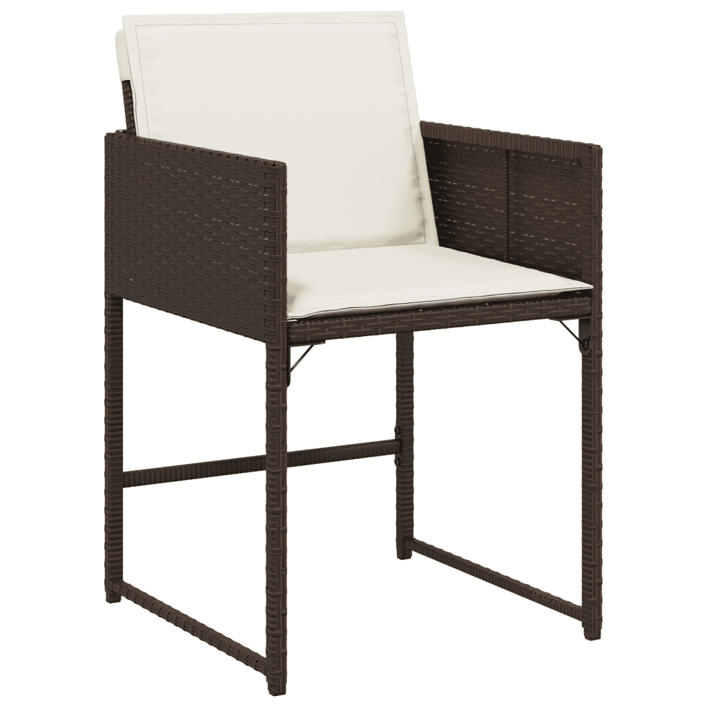 17 Piece Garden Dining Set with Cushions Brown Poly Rattan