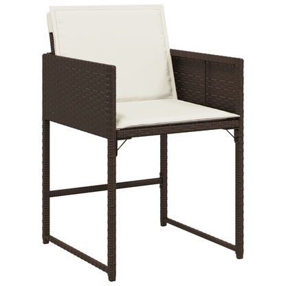 17 Piece Garden Dining Set with Cushions Brown Poly Rattan